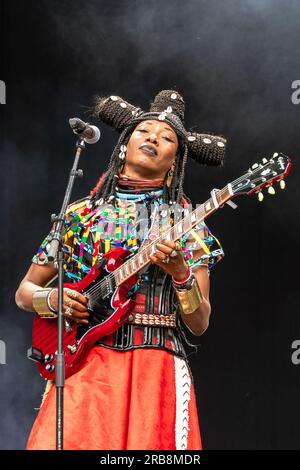 Enghien, Belgien, 7. Juli 2023. Konzert von Fatoumata Diawara auf dem LaSemo Festival Stockfoto