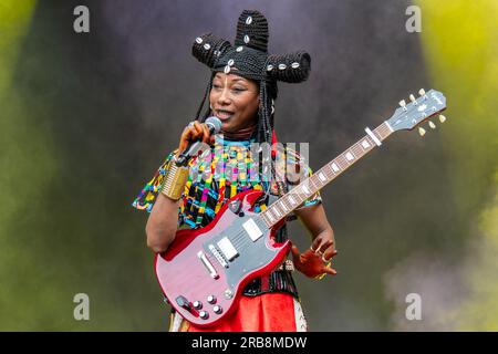 Enghien, Belgien, 7. Juli 2023. Konzert von Fatoumata Diawara auf dem LaSemo Festival Stockfoto