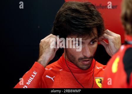 Silverstone, Großbritannien. 08. Juli 2023. Carlos Sainz Jr (E) Ferrari. Formel-1-Weltmeisterschaft, Rd 11, Britischer Grand Prix, Samstag, 8. Juli 2023. Silverstone, England. Kredit: James Moy/Alamy Live News Stockfoto