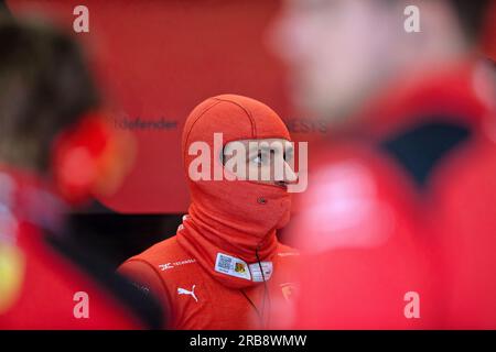 Silverstone, Großbritannien. 08. Juli 2023. Carlos Sainz Jr (E) Ferrari. Formel-1-Weltmeisterschaft, Rd 11, Britischer Grand Prix, Samstag, 8. Juli 2023. Silverstone, England. Kredit: James Moy/Alamy Live News Stockfoto