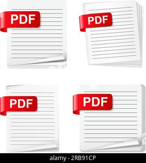 Satz verschiedener PDF-Dateisymbole, Vector EPS10-Abbildung Stock Vektor