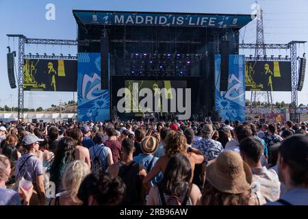 Die Nachwuchs Rock Band tritt am zweiten Tag des Mad Cool Festivals 2023 in Villaverde, Madrid, auf. Stockfoto