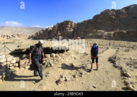 Die jungsteinzeitliche Ausgrabungsstätte des Dorfes Bayda, in der Nähe von Little Petra, Jordanien, Naher Osten Stockfoto