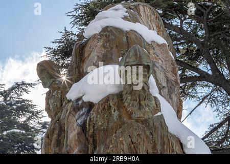 Zedernwald im Libanon im Winter Stockfoto