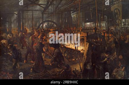 The Iron Rolling Mill (Modern Cyclopes) 1875 von Adolph Menzel Stockfoto