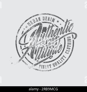 Authentic Attitude Vintage Grunge Typografisches T-Shirt-Design Vektor Illustration, Stempel, Schild, Etikett, Emblem Design Vector Stock Vektor