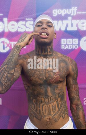 London, Großbritannien. 8. Juli 2023. NLE CHOPPA auf dem Wireless Festival in Finsbury Park, London. Kredit: Katie Collins/EMPICS/Alamy Live News Stockfoto