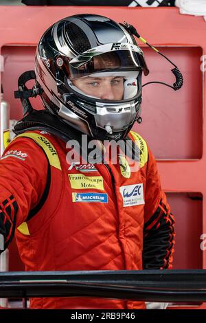 Monza, Italie. 08. Juli 2023. MANN Simon (usa), AF Corse, Ferrari 488 GTE Evo, Porträt während der 6 Stunden Monza 2023., 3. Runde der FIA-Weltausdauermeisterschaft 2023, vom 7. Bis 9. Juli 2023 auf dem Autodrome Nazionale di Monza, in Monza, Italien - Foto Frédéric Le Floc'h/DPPI Gutschrift: DPPI Media/Alamy Live News Stockfoto