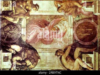 Sixtinische Kapelle Decke: Gott trennt Licht von Dunkelheit 1512 durch Michelangelo Stockfoto