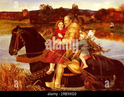 Ein Traum der Vergangenheit: Sir Isumbras auf dem Ford 1857 von John Everett Millais Stockfoto