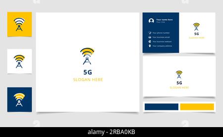 5G-Logo mit editierbarem Slogan. Branding-Buch und Visitenkartenvorlage. Stock Vektor