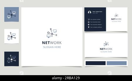Netzwerklogo mit editierbarem Slogan. Branding-Buch und Visitenkartenvorlage. Stock Vektor