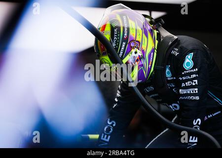HAMILTON Lewis (gbr), Mercedes AMG F1 Team W14, Portrait während der Formel 1 des britischen Grand Prix 2023 in Aramco, 10. Runde der Formel 1-Weltmeisterschaft 2023 vom 7. Bis 9. Juli 2023 auf der Silverstone Circuit in Silverstone, Großbritannien Stockfoto