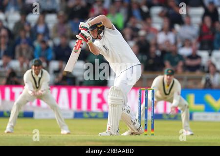 Englands Zak Crawley im Schlagkampf am dritten Tag des LV= Insurance Ashes Series-Testspiels in Headingley, Leeds. Bilddatum: Samstag, 8. Juli 2023. Stockfoto