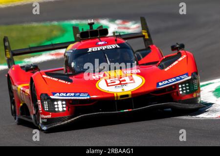 Monza, Italien. 08. Juli 2023. FERRARI AF CORSE - Alessandro Pier Guidi (ITA), James Calado (GBR), Antonio Giovinazzi (ITA) - Ferrari 499P Kredit: Live Media Publishing Group/Alamy Live News Stockfoto