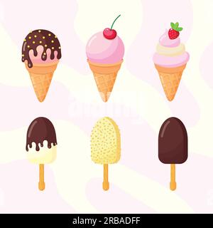 Set mit verschiedenen Eissorten. Stock Vektor