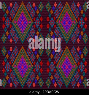 Ornament, Mosaik, ethnisch, Volksmuster. Er ist in hellen, saftigen, perfekt passenden Farben hergestellt. Stock Vektor