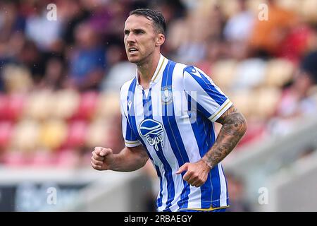 York, Großbritannien. 08. Juli 2023. Lee Gregory #9 of Sheffield Wednesday während des Vorsaison-Freundschaftsspiels York City gegen Sheffield Mittwoch im LNER Community Stadium, York, Großbritannien, 8. Juli 2023 (Foto von Ryan Crockett/News Images) in York, Großbritannien, am 7./8. Juli 2023. (Foto: Ryan Crockett/News Images/Sipa USA) Guthaben: SIPA USA/Alamy Live News Stockfoto