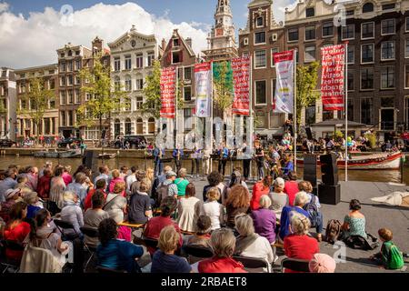Amsterdam, Holand, Grachtenfestival, COMPAGNIE TEATHER, NEDERLAND SAXOFOON OKTETT Stockfoto