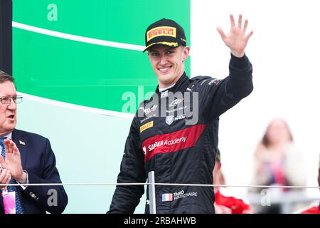 Podium POURCHAIRE Theo (FRA), ART Grand Prix, Dallara F2, Portrait während der 8. Runde der FIA Formel-2-Meisterschaft 2023 vom 7. Bis 9. Juli 2023 auf der Silverstone Circuit in Silverstone, Großbritannien Stockfoto