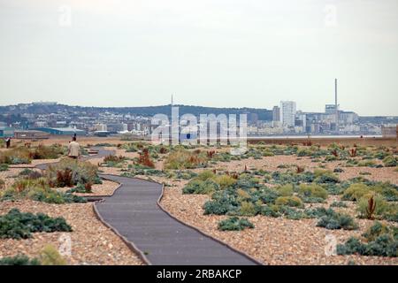 Shoreham, West Sussex, England, Großbritannien. 8. Juli 2023. Shoreham-by-Sea in West Sussex an einem sehr warmen und feuchten Juli-Tag. Kredit: Julia Gavin/Alamy Live News Stockfoto