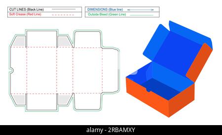 Kuchenbox, Food Box, kostengünstige neue, moderne und benutzerfreundliche Food Box die-Line-Schablone und 3D-Vektor Stock Vektor