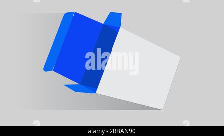 Weiße und blaue Produktbox Straight Tuck End Box, skalierbar Box Vector 3D Rendering. Produktbox mit geradem Tuck-Ende, skalierbare Box die-Line-Them Stock Vektor