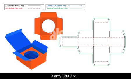 Produktbox, Endbox, Endbox gerade Endbox mit Matrizenvorlage und 3D-Vektor-Rendering oder Illustration Stock Vektor