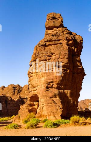 Ein Sandstein Felsformationen und Klippen in erstaunlichen Formen. Tadrart-Berge. Hochebene der Flüsse, Tassili N'Ajjer Nationalpark. Algerien Stockfoto