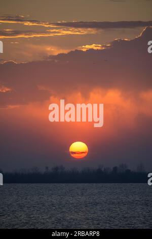 Sunset, Porto Viro, Provinz Rovigo, Italien Stockfoto