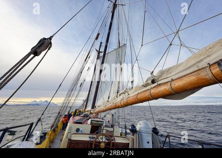 Zwei-Master-Noorderlicht im Westfjord, Lofoten, Norwegen Stockfoto