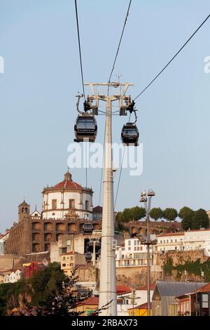 Teleferico de Gaia Gondel, Gondel mit einem Kabel, Blick auf Serra do Pilar, Vila Nova de Gaia, Porto, Portugal Stockfoto