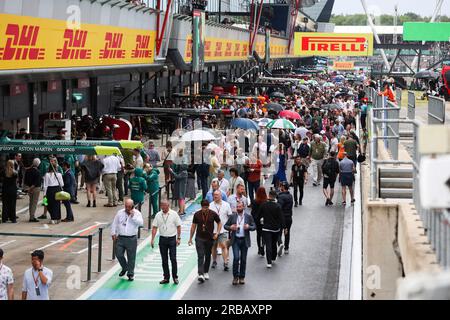 Silverstone, Großbritannien. 8. Juli 2023. Pit Walk, F1 Grand Prix von Großbritannien am Silverstone Circuit am 8. Juli 2023 in Silverstone, Großbritannien. (Foto von HIGH TWO) dpa/Alamy Live News Stockfoto