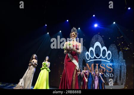 LEUSDEN - Rikkie Kolle wurde zur Miss Netherlands 2023 gekrönt. Der Gewinner kann die Niederlande beim internationalen Miss-Universe-Wettbewerb vertreten. ANP EVERT ELZINGA niederlande raus - belgien raus Stockfoto