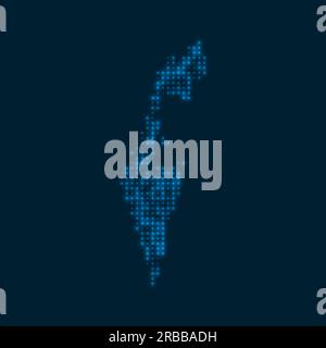 Israel, gepunktete, leuchtende Karte. Form des Landes mit blauen, hellen Lampen. Vektordarstellung. Stock Vektor