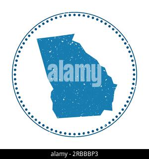 Georgia-Aufkleber. Reisegummistempel mit Karte des US-Bundesstaates, Vektorillustration. Kann als Abzeichen, Logo, Etikett, Aufkleber oder Abzeichen von Georgia verwendet werden. Stock Vektor