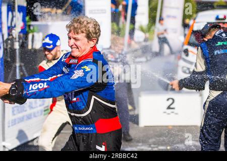 Rodez, Frankreich. 08. Juli 2023. ROUILLARD Patrick, ZAZURCA Guilhem, Skoda Fabia Rally2, Portrait während der Rallye Aveyron Rouergue Occitanie 2023, 5. Runde des Championnat de France des Rallyes 2023, vom 17. Bis 18. Juni in Rodez, Frankreich - Photo Bastien Roux/DPPI Credit: DPPI Media/Alamy Live News Stockfoto