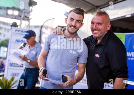 Rodez, Frankreich. 08. Juli 2023. MARIANI Anthony, BARRE Pierre, Portrait während der Rallye Aveyron Rouergue Occitanie 2023, 5. Runde des Championnat de France des Rallyes 2023, vom 17. Bis 18. Juni in Rodez, Frankreich - Photo Bastien Roux/DPPI Credit: DPPI Media/Alamy Live News Stockfoto