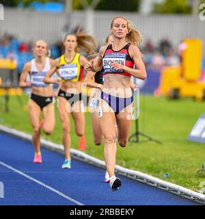 8. Juli 2023; Manchester Regional Arena, Manchester, Lancashire, England; 2023 Muller UK Athletics Championships Manchester; Katie Snowden gewinnt in den 1500m Jahren Stockfoto