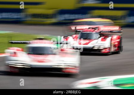 Monza, Italien. 08. Juli 2023. FIA WEC Weltmeisterschaft 2023. 6h von Monza. # 5, Dane Cameron, Michael Christensen, Frederic Makowiecki, Team Porsche Penske Motorsport, Porsche 963, HYPERCAR-Klasse, Ausdauerrennen, WEC FIA World Endurance Championship, Runde 5 der FIA Championship, Bild & Copyright Cristiano BARNI/ATP-Bilder. (BARNI Cristiano/ATP/SPP) Guthaben: SPP Sport Press Photo. Alamy Live News Stockfoto