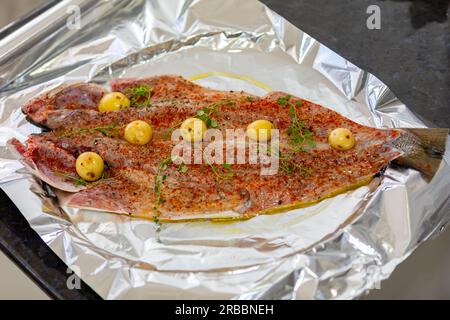Traditioneller Sardellenfisch (Pomatomus saltador), der im Ofen gebacken werden kann Stockfoto
