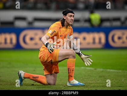 Belo Horizonte, Brasilien. 08. Juli 2023. Cassio of Corinthians während des Spiels zwischen Atletico Mineiro und Corinthians für die brasilianische Serie A 2023 im Mineirao Stadium am 08. Juli in Belo Horizonte. Foto: Gledston Tavares/DiaEsportivo/Alamy Live News Kredit: DiaEsportivo/Alamy Live News Stockfoto