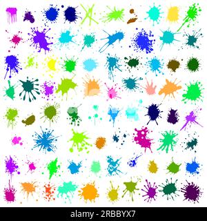Spritzer. Blotter-Flecken. Farbspritzer oder Tintenspritzer. Abstrakter Grunge-Hintergrund. Vektordarstellung Stock Vektor