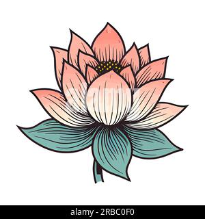 Lotusblütensymbol. Lotusblume isoliert. Süßes Lotussymbol. Lotus-Pflanze. Vektordarstellung Stock Vektor
