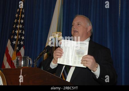 Veranstaltung im "Main Interior" zur Würdigung der Beiträge zum "Performance and Accountability Report 2008" des Innenministeriums mit Ausführungen von Stellvertretender Sekretär P. Lynn Scarlett, stellvertretender Sekretär James Cason, Direktor des Haushaltsbüros Pamela Haze, Stellvertretender Kontrolleur Danny Werfel, Direktor des Finanzmanagements Daniel Fletcher, Und Leiter des Planungs- und Leistungsmanagements Richard Beck Stockfoto