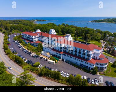 Wentworth by the Sea: Luftaufnahme an der Mündung des Piscataqua River in New Castle, New Hampshire, NH, USA. Das historische Grand Hotel stammt aus dem Jahre vergoldet Stockfoto