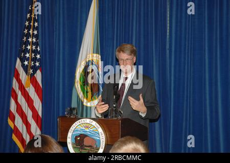 Veranstaltung im "Main Interior" zur Würdigung der Beiträge zum "Performance and Accountability Report 2008" des Innenministeriums mit Ausführungen von Stellvertretender Sekretär P. Lynn Scarlett, stellvertretender Sekretär James Cason, Direktor des Haushaltsbüros Pamela Haze, Stellvertretender Kontrolleur Danny Werfel, Direktor des Finanzmanagements Daniel Fletcher, Und Leiter des Planungs- und Leistungsmanagements Richard Beck Stockfoto