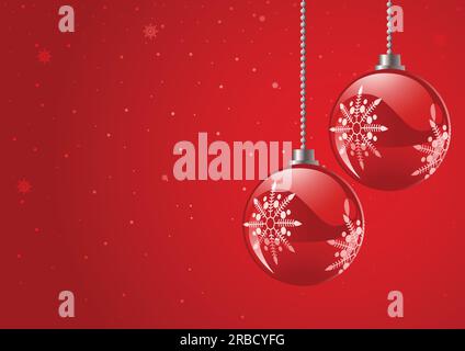 Red Christmas balls on red for Christmas theme and background Stock Vektor
