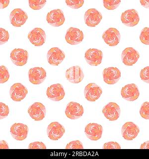 Handgezeichnet Aquarell Orange Abstraktes Rosenmuster nahtlos auf weißem Hintergrund. Einfaches Musterdesign. Geschenkverpackung, Textil, Stoff, Tapete Stockfoto