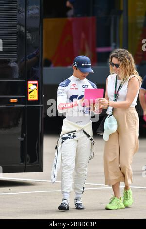 Silverstone, Großbritannien. 08. Juli 2023. SILVERSTONE, England, 08. JULI 2023; #21, Nick de VRIES, NDL, Scuderia Alpha Tauri, AT04, Honda RBPT Formel 1, GROSSER Preis VON GROSSBRITANNIEN F1 auf der Silverstone Rennstrecke - Formel 1 Grosser Preis von England, 08. JULI 2023 – gebührenpflichtiges Bild, Foto und Copyright © Anthony STANLEY/ATP Images (STANLEY Anthony/ATP/SPP) Guthaben: SPP Sport Press Photo. Alamy Live News Stockfoto